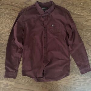 RVCA Brown Casual Button Down Shirt
